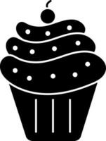 Black and White cupcake icon or symbol. vector