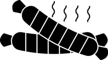 Sausage icon or symbol in Black and White color. vector