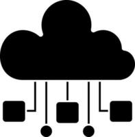 Glyph icon or symbol of cloud computing. vector