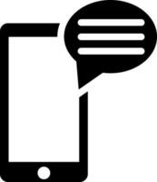 en línea chateando icono con teléfono inteligente en negro y blanco color. vector