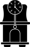 aislado péndulo reloj icono en negro y blanco color. vector