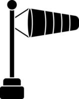Glyph windsock icon in Black and White color. vector