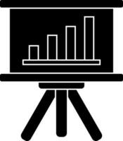 Graph presentation board icon in Black and White color. vector