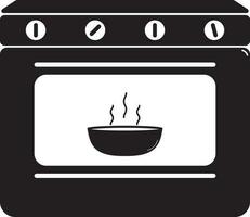 cocina estufa o horno icono en negro y blanco color. vector