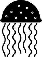 Flat style jellyfish icon in Black and White color. vector