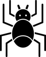 negro y blanco araña icono o símbolo en plano estilo. vector