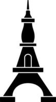 Eiffel Tower icon in Black and White color. vector