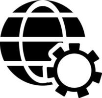 Black and White Global setting icon or symbol. vector