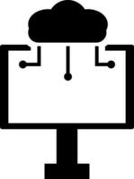 Cloud storage on computer icon or symbol. vector