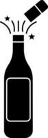 Black and White champagne bottle icon in flat style. vector