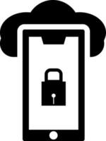 Cloud data security icon in smartphone. vector