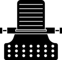 Black and White typewriter icon in flat style. vector