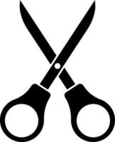 glifo cortar con tijeras icono en negro y blanco color. vector