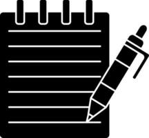 Notepad with pen icon in Black and White color. vector