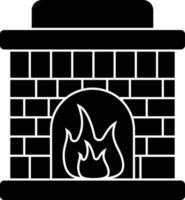 Fireplace icon or symbol in Black and White color. vector