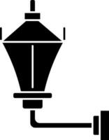 negro y blanco calle lámpara icono en plano estilo. vector