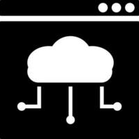 Glyph cloud computing icon in Black and White color. vector