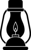 petróleo lámpara o linterna icono en negro y blanco color. vector