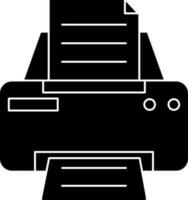 Glyph printer icon in Black and White color. vector