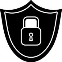 Illustration of security shield with lock icon. vector