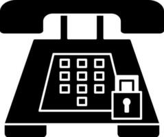 Glyph telephone keypad lock icon. vector