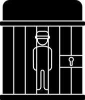 Criminal in a cell, glyph icon or symbol. vector