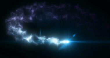 Abstract blue glowing energy magic particle comet flying along the path line futuristic hi-tech photo