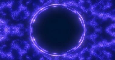resumen antecedentes de un energético azul magia anillo de brillante partículas y un ola de energía foto