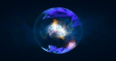 Abstract ball sphere planet iridescent energy transparent glass magic with energy waves in the core abstract background photo