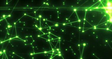 Abstract green energy lines plexus triangles magical bright glowing futuristic hi-tech background photo