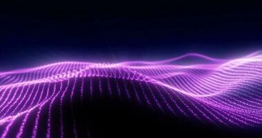 Abstract purple waves from glowing particles and lines futuristic hi-tech background photo