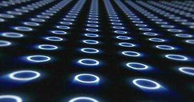 Abstract blue pattern of glowing geometric circles loop futuristic hi-tech black background photo