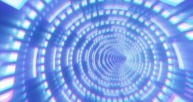 Abstract futuristic blue hi-tech tunnel from energy circles and magic lines background photo