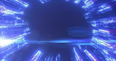 Abstract blue glowing circle energy futuristic computer digital hi-tech swirling abstract background photo