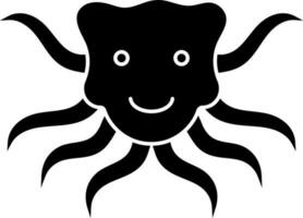 Character of octopus icon in Black and White color. vector