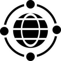 Black and White illustration of global networking icon. vector