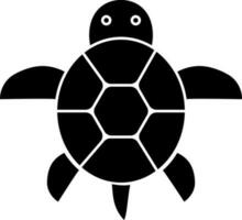 plano estilo tortuga icono en negro y blanco color. vector