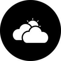 Sun with cloud icon in Black and White color. vector