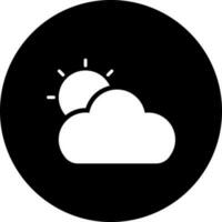 Sun with cloud icon in Black and White color. vector