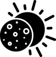 Solar eclipse glyph icon or symbol. vector