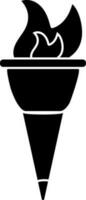 Glyph flaming torch icon in Black and White color. vector