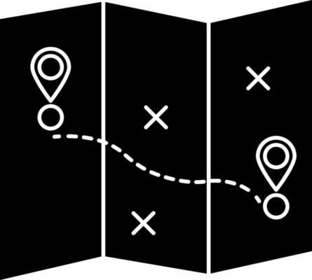 Map navigation icon or symbol in Black and White color.