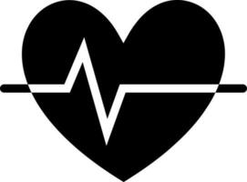 Vector illustration of heartbeat icon in Black and White color.