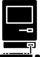 Black and White illustration of retro computer icon. vector