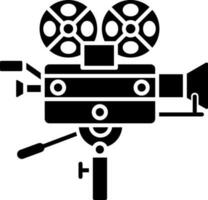 vídeo o película cámara icono en negro y blanco color. vector