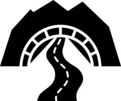 Mountain tunnel icon in Black and White color. vector