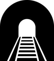 Glyph railway tunnel icon in flat style. vector