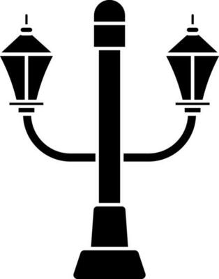 Black and White street lamp icon in flat style.