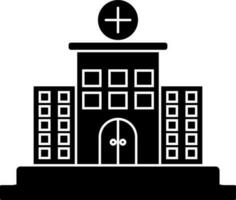 Black and White hospital building icon. vector