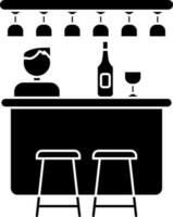 bar mostrador icono en negro y blanco color. vector